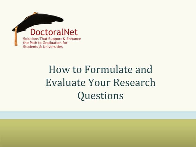 Developing a Research Question