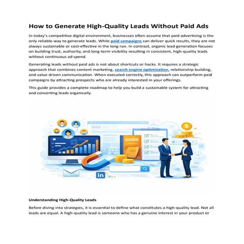 How to Generate High-Quality Leads Organically Without Paid Ads | PDF