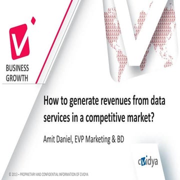 How to monetize and generate revenues from data services in a competitive market