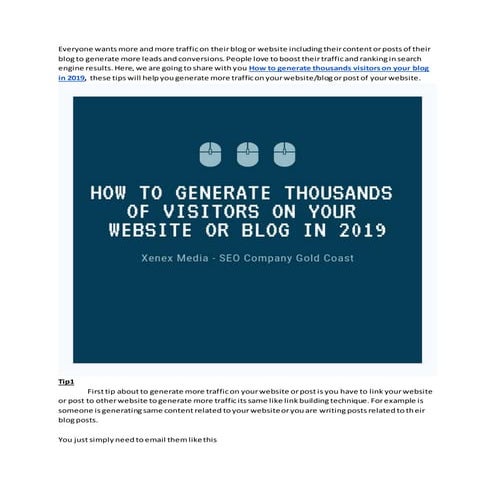 How to generate thousands of visitors on your blog in 2019
