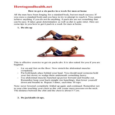How to get a 6 packs in a week for men at home
