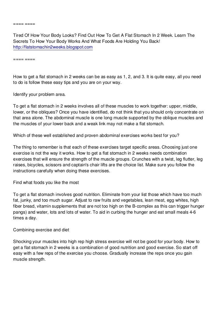 How To Get A Flat Stomach In 2 Weeks slideshare