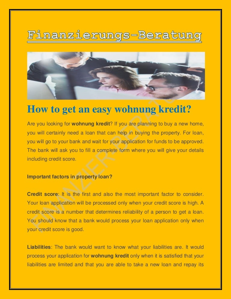 How To Get An Easy Wohnung Kredit