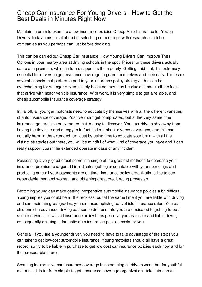 Cheap Car Insurance For Young Drivers - How to Get the Best Deals in