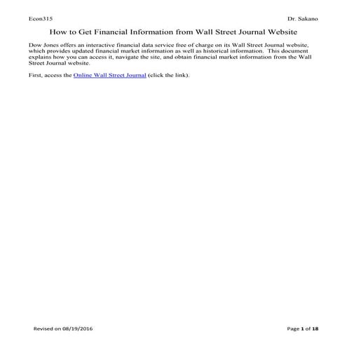 How to get financial information from wsj website