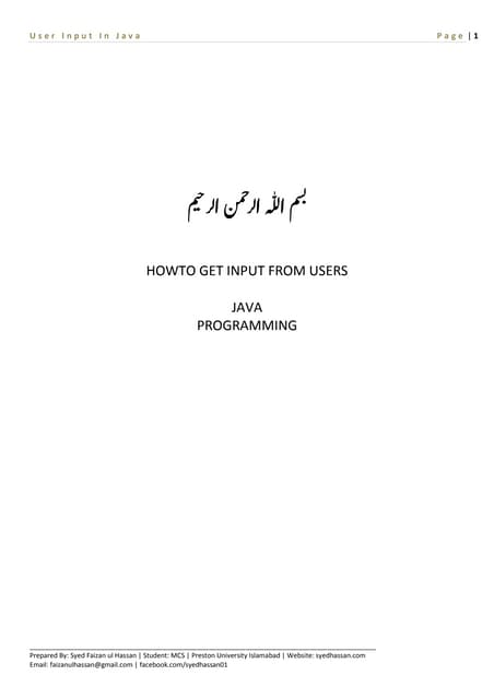 Howto get input with java
