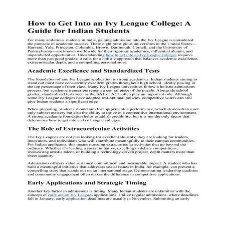 How to Get Into an Ivy League College: A Guide for Indian Students