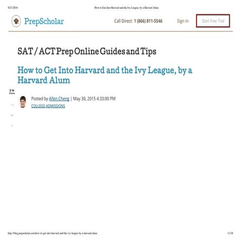 How to get into harvard and the ivy league, by a harvard alum | PDF
