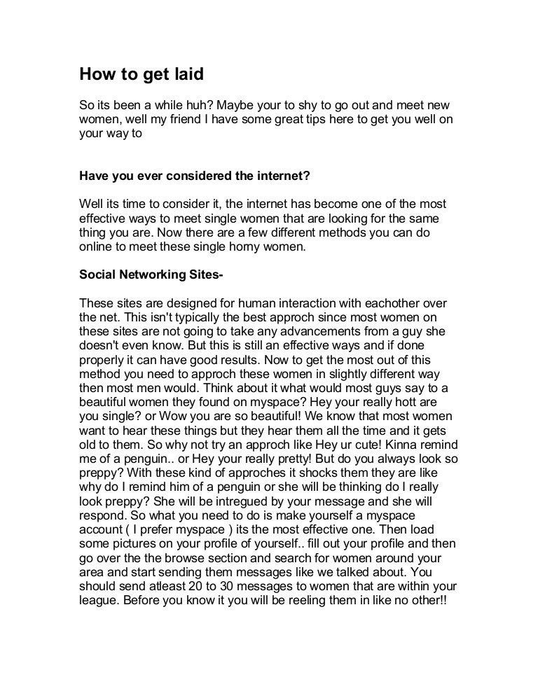 How To Get Laid
