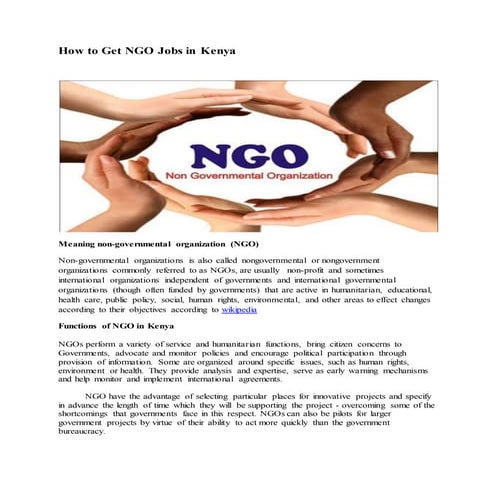 How to get ngo jobs in kenya