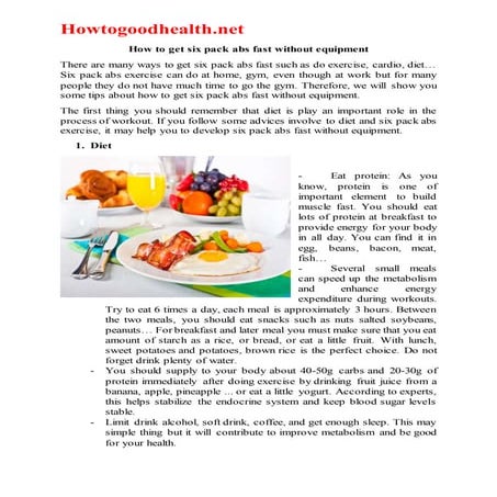 How to get six pack abs fast without equipment