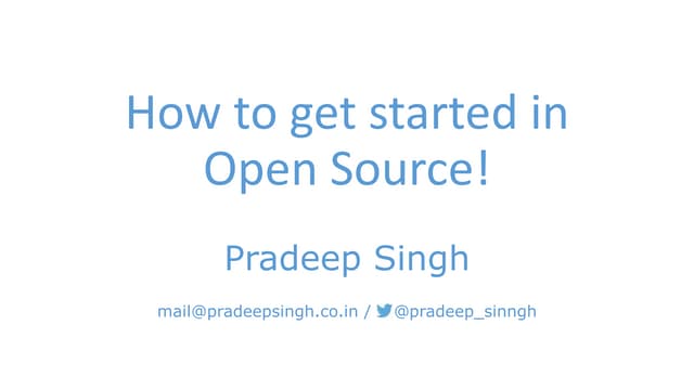 How to get started in Open Source!