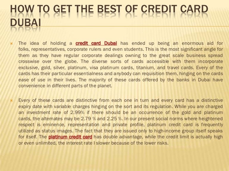 How to get the best of credit card dubai