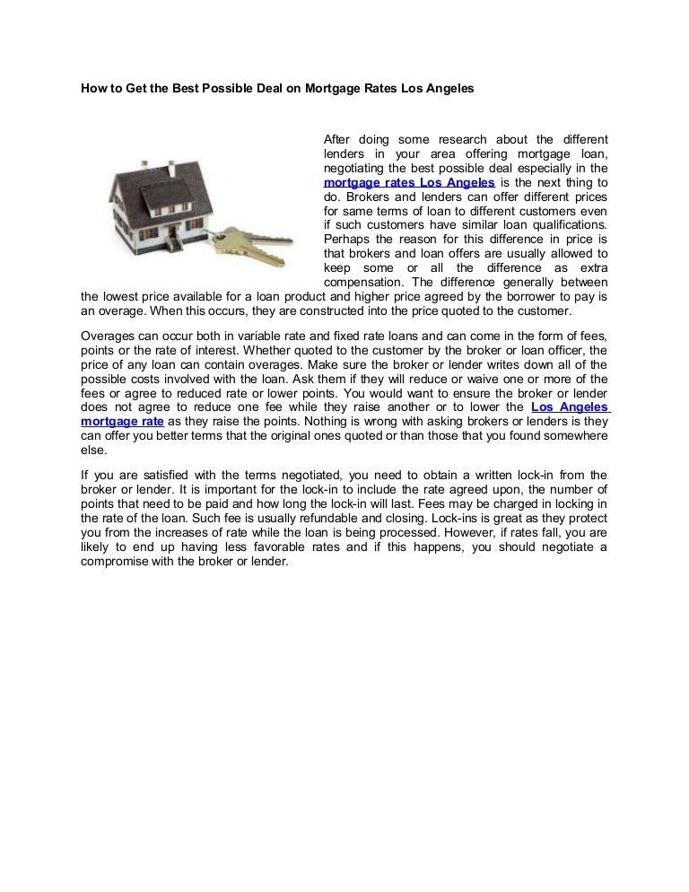 How to get the best possible deal on mortgage rates los angeles