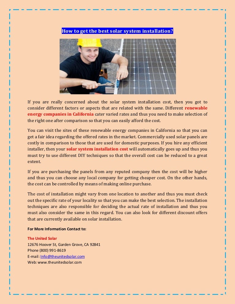 How to get the best solar system installation