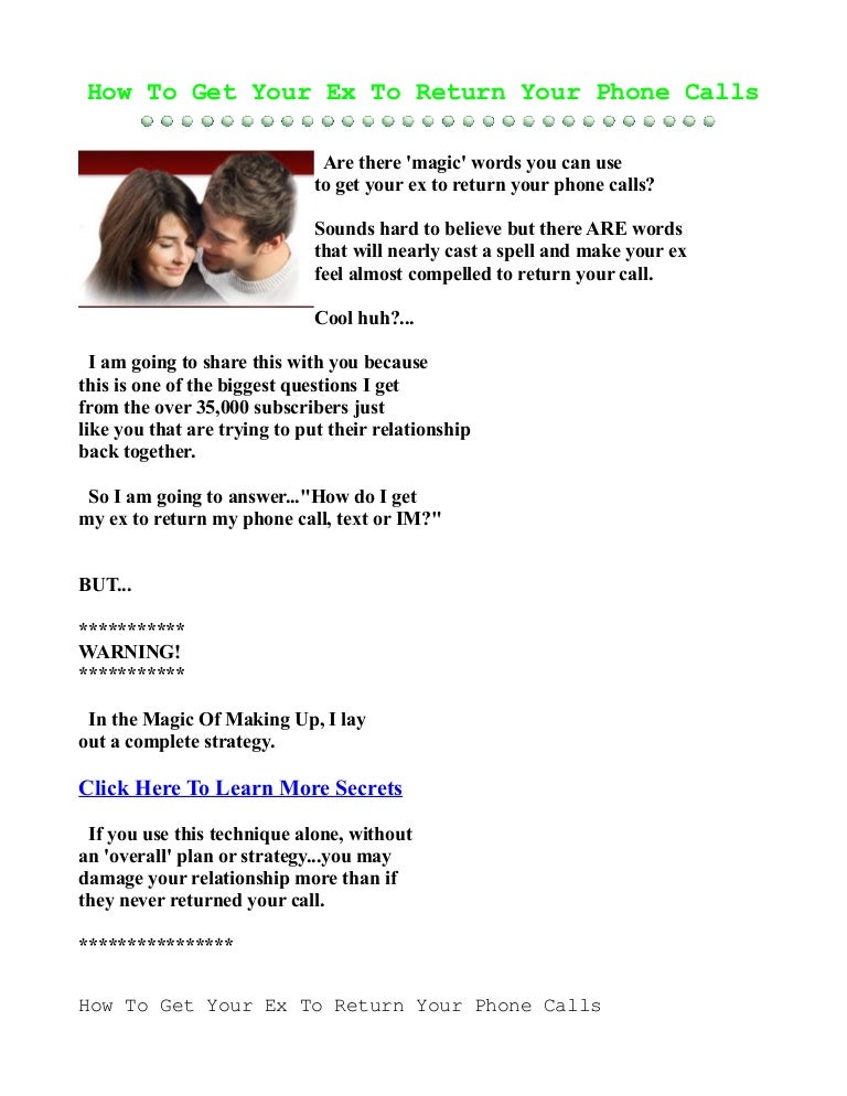 How to get your ex to return your phone calls