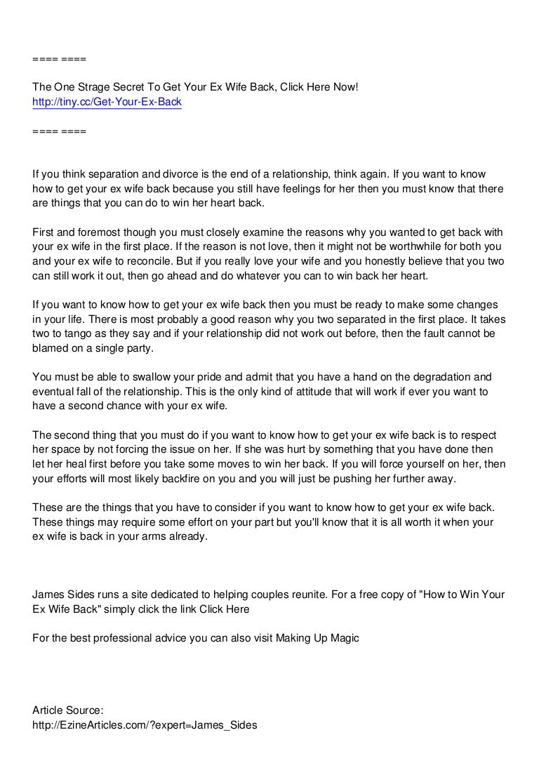 get your ex wife back after separation