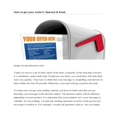 How to Get your Letter's Opened & Read