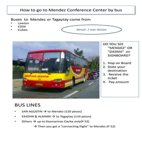 How to go to mendez conference center by bus