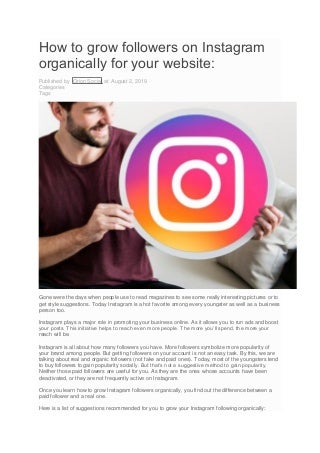 How to grow followers on instagram organically for your website converted