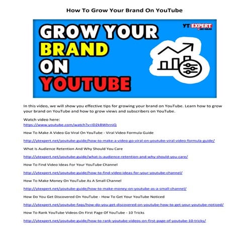 How To Drive Traffic To Your YouTube Channel | PDF