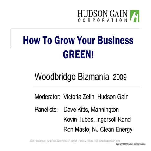 How To Grow Your Business Green, Woodbridge Bizmania October 2009