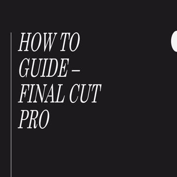 How to guide   final cut pro