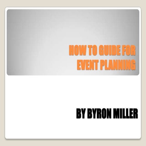 How To Guide For Event Planning