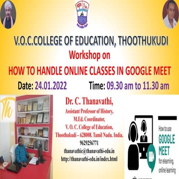 How to handle online classes in google meet/Dr.C.Thanavathi