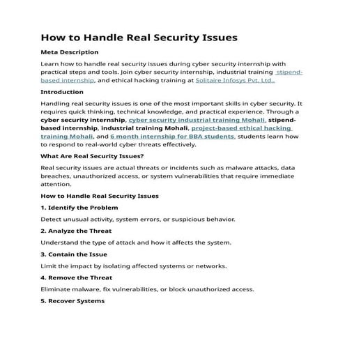 How to Handle Real Security Issues .docx