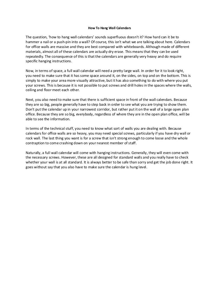 How to hang wall calendars