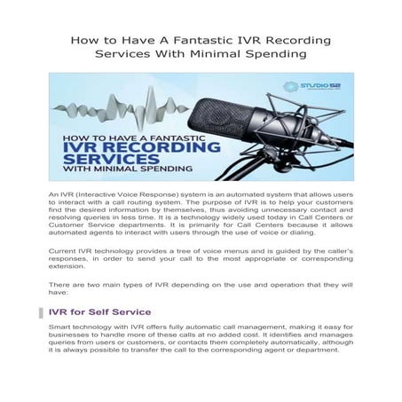 How to Have A Fantastic IVR Recording Services With Minimal Spending.docx