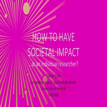 How to have societal impact...as an individual researcher?