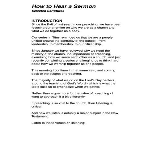 How to hear a sermon
