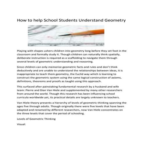 How to help school students understand geometry