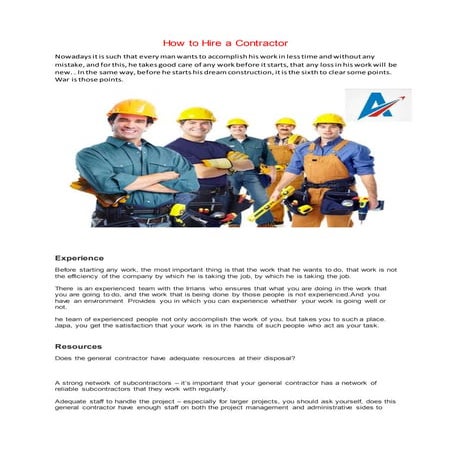 How to hire a Contractor