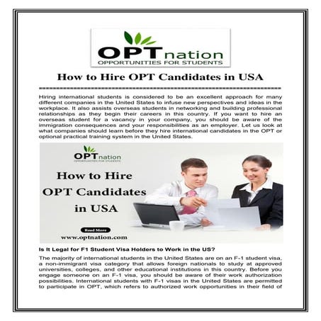 How to Hire OPT Candidates in USA