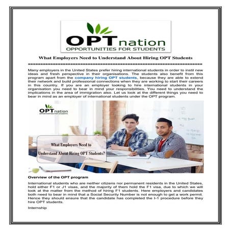 How to Hire OPT Students in USA OPTnation