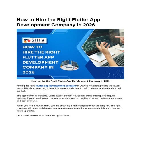 Guide to Choosing Flutter App Development Company 2026 | PDF