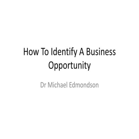 How to identify a business opportunity