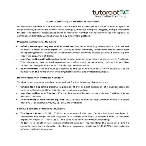 What are Irrational Numbers and How to Identify an Irrational Numbers?