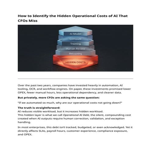 How to Identify the Hidden Operational Costs of AI That CFOs Miss