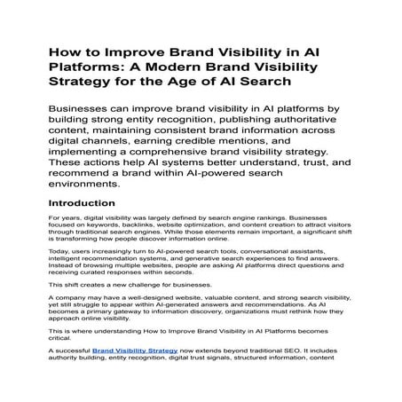 How to Improve Brand Visibility in AI Platforms: Strategies for the AI ...