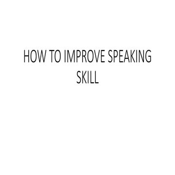 How to improve speaking skill