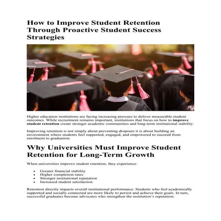 How to Improve Student Retention Through Proactive Student Success ...