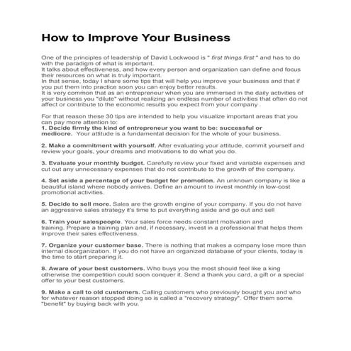 How to Improve Your Business