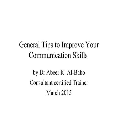 How to improve your communication skills dr abeer