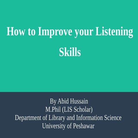 How to improve your listening skills | PDF