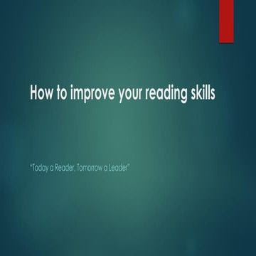 How to improve your reading skills