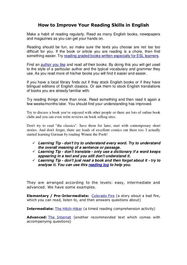 story reading for improving english